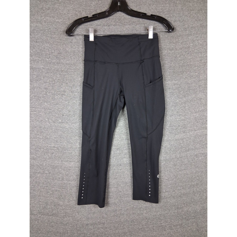 Lululemon Womens Leggings 4 Black Crop Fast Free Crop 19 Athletic Athleisure
